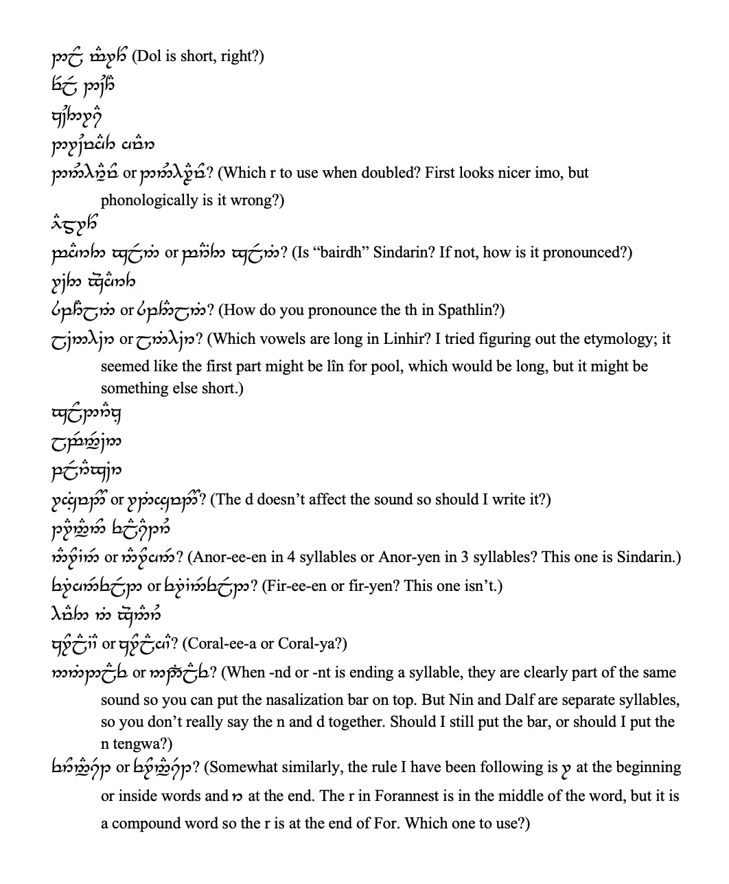 Tengwar Proofreading Minecraft Middle Earth