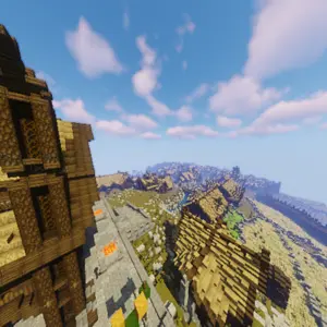 The Golden Hall of Meduseld looking over Edoras