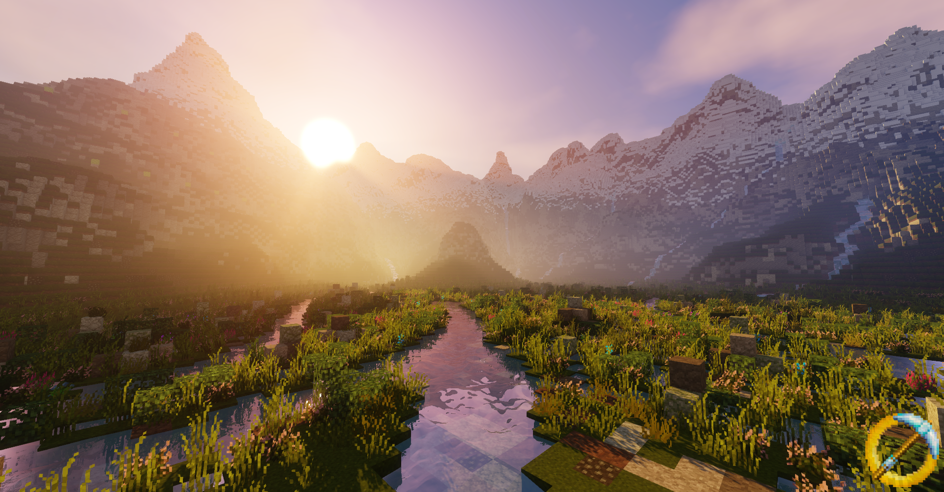 The sun rising above the mointains outside rivendell