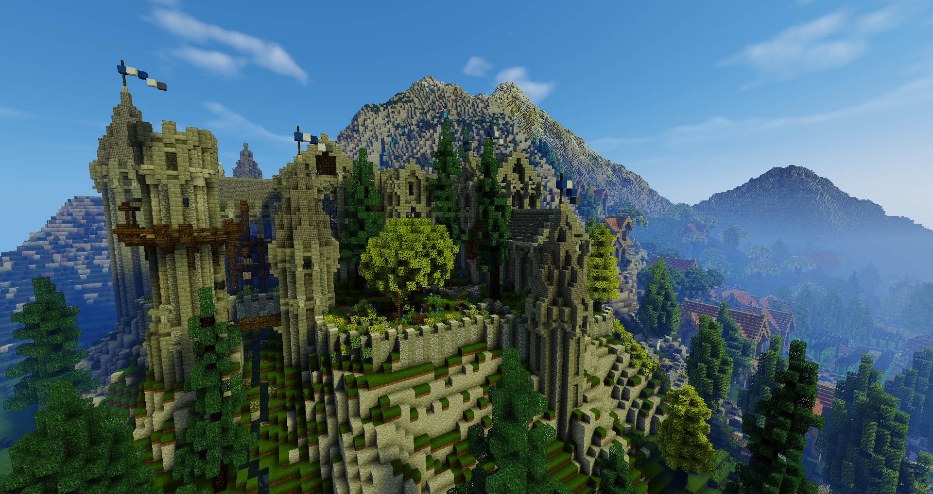 The Hornburg and the Deeping Wall, in Helm's Deep, Rohan, Middle-earth :  Minecraft